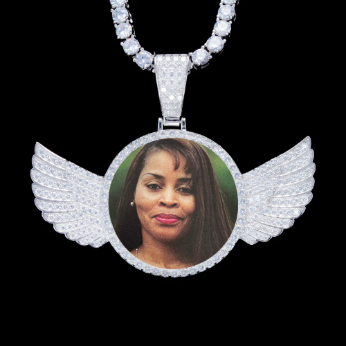 925S & VVS Moissanite 3D Wing Custom Picture Pendant