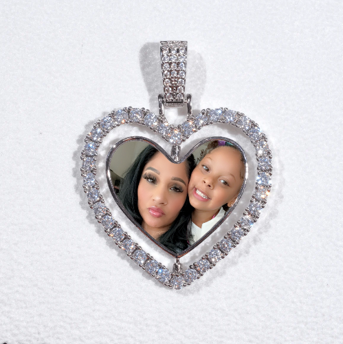 3D Spinning 2-Faced Heart Custom Picture Pendant