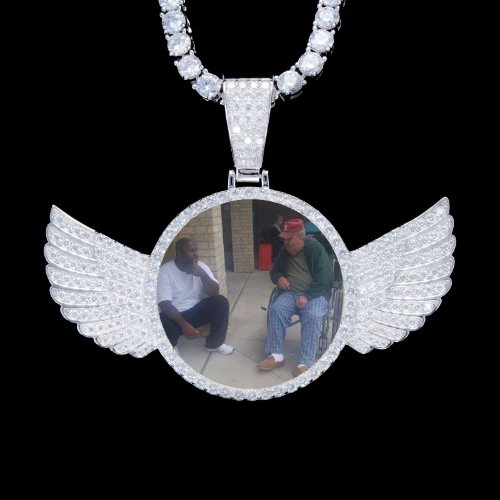 925S & VVS Moissanite 3D Wing Custom Picture Pendant