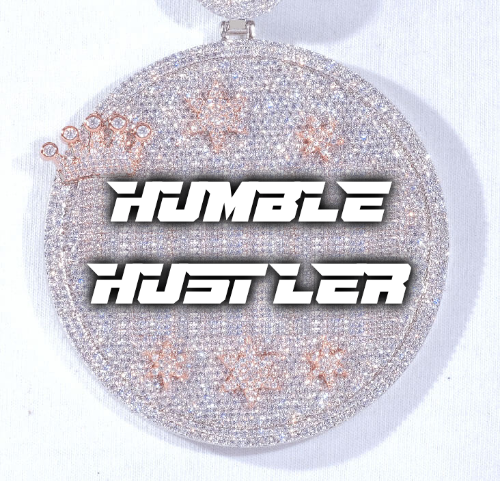 CUSTOM LETTER NECKLACE 3D BIG CROWN DISC