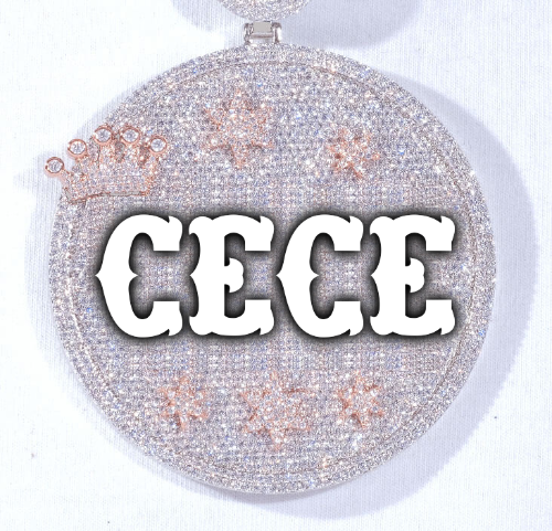 CUSTOM LETTER NECKLACE 3D BIG CROWN DISC