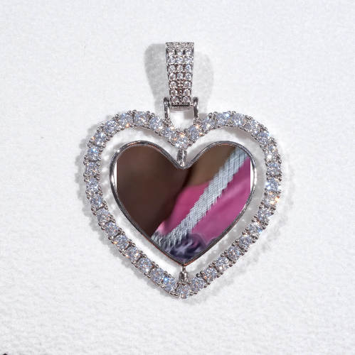 3D Spinning 2-Faced Heart Custom Picture Pendant