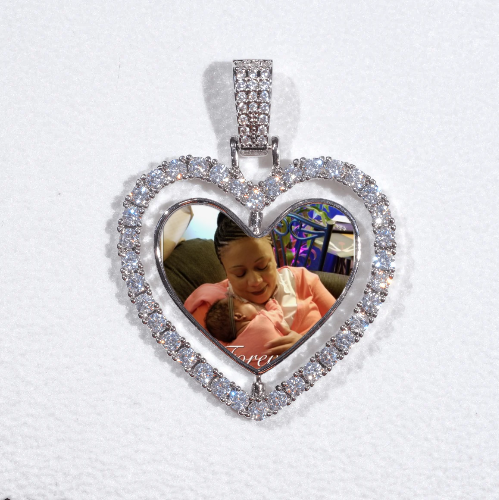 3D Spinning 2-Faced Heart Custom Picture Pendant