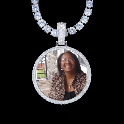 925S & VVS Moissanite 3D Circle Custom Picture Pendant