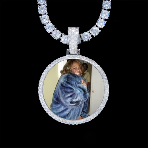 925S & VVS Moissanite 3D Circle Custom Picture Pendant