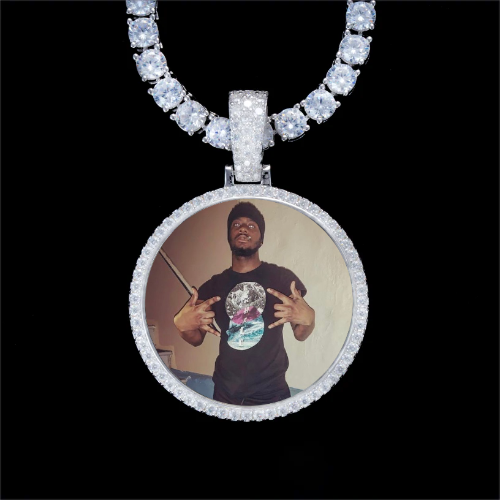 925S & VVS Moissanite 3D Circle Custom Picture Pendant