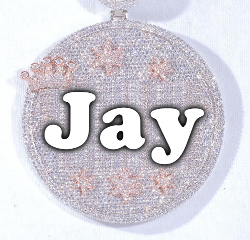 CUSTOM LETTER NECKLACE 3D BIG CROWN DISC