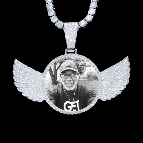 925S & VVS Moissanite 3D Wing Custom Picture Pendant