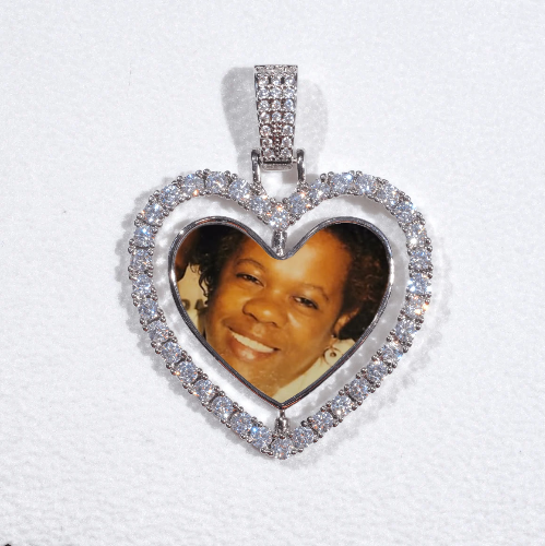 3D Spinning 2-Faced Heart Custom Picture Pendant