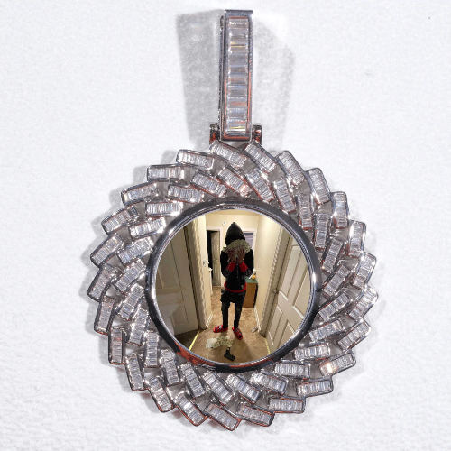 Large 3D Baguette Custom Picture Pendant