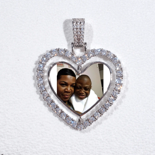 3D Spinning 2-Faced Heart Custom Picture Pendant