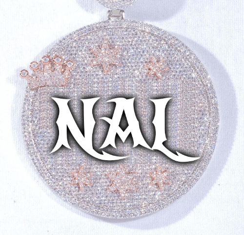 CUSTOM LETTER NECKLACE 3D BIG CROWN DISC