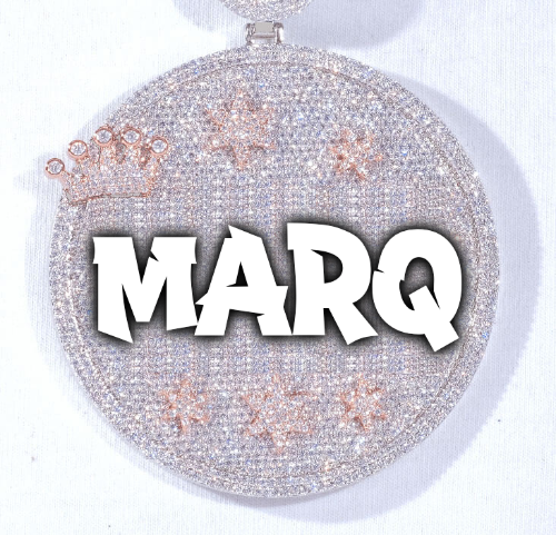 CUSTOM LETTER NECKLACE 3D BIG CROWN DISC