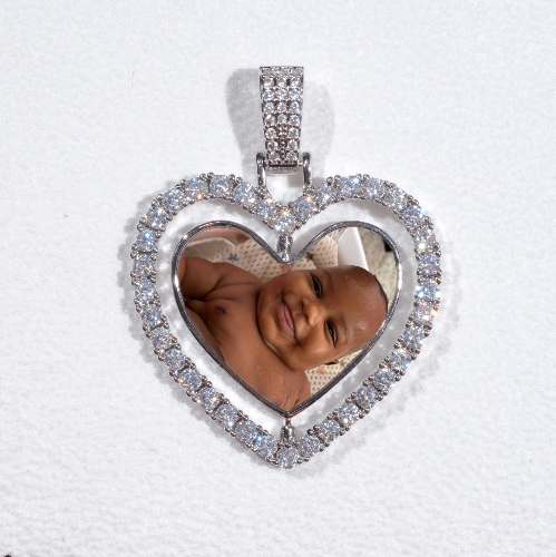 3D Spinning 2-Faced Heart Custom Picture Pendant