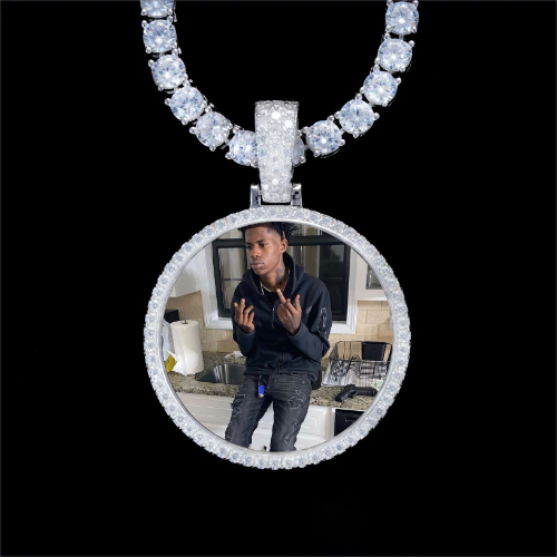 925S & VVS Moissanite 3D Circle Custom Picture Pendant