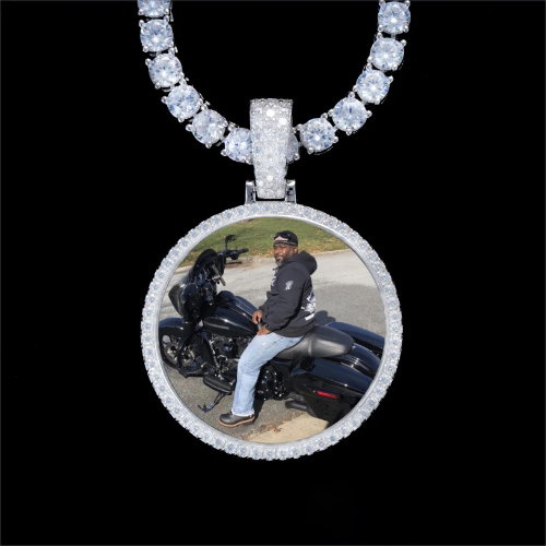 925S & VVS Moissanite 3D Circle Custom Picture Pendant