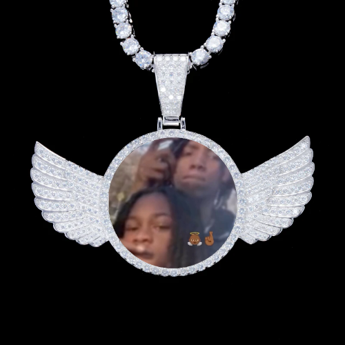 925S & VVS Moissanite 3D Wing Custom Picture Pendant