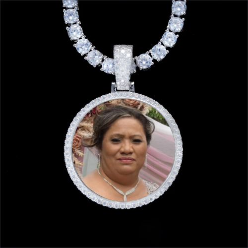 925S & VVS Moissanite 3D Circle Custom Picture Pendant