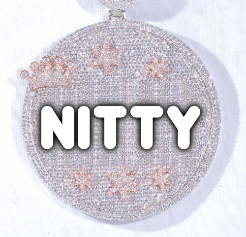 CUSTOM LETTER NECKLACE 3D BIG CROWN DISC