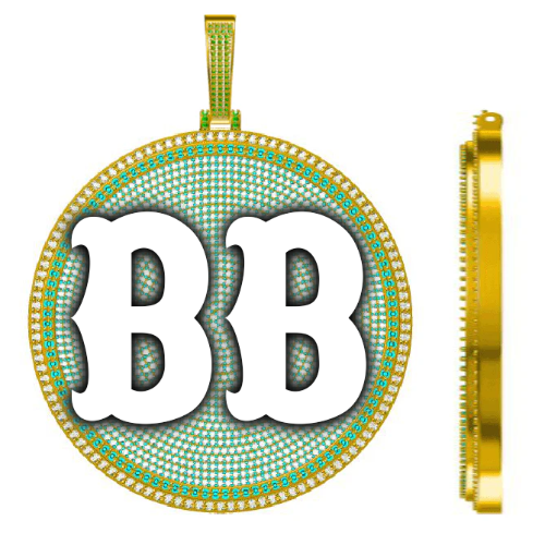 CUSTOM LETTER NECKLACE 3D BIG DISC