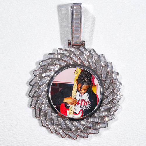 Large 3D Baguette Custom Picture Pendant