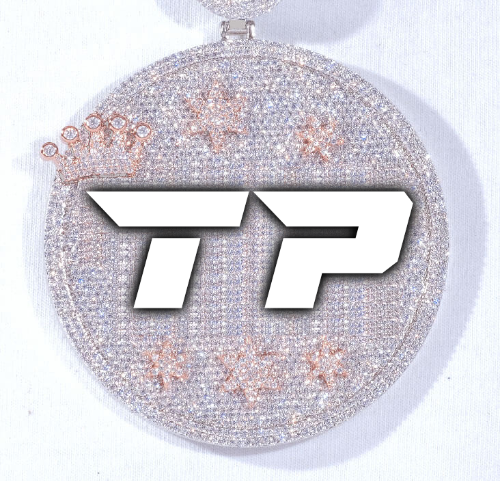 CUSTOM LETTER NECKLACE 3D BIG CROWN DISC