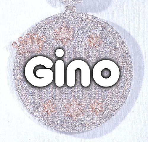 CUSTOM LETTER NECKLACE 3D BIG CROWN DISC