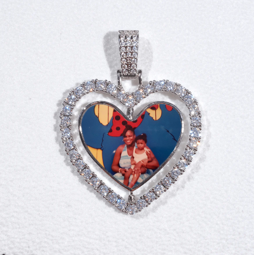 3D Spinning 2-Faced Heart Custom Picture Pendant