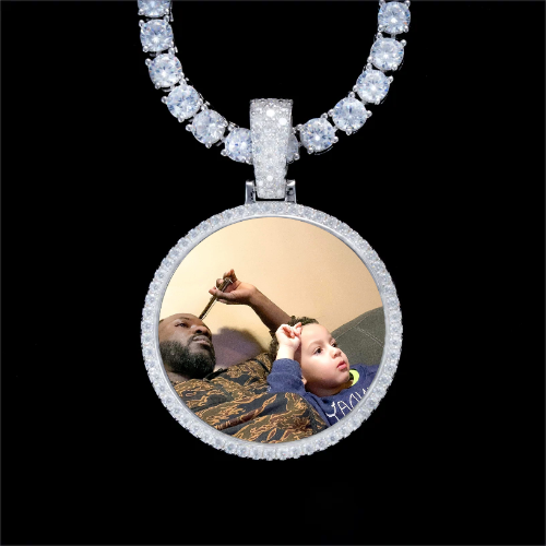 925S & VVS Moissanite 3D Circle Custom Picture Pendant