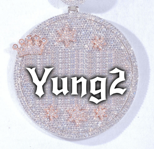CUSTOM LETTER NECKLACE 3D BIG CROWN DISC