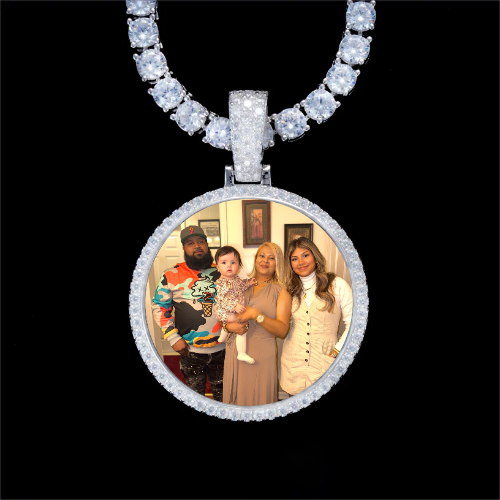 925S & VVS Moissanite 3D Circle Custom Picture Pendant