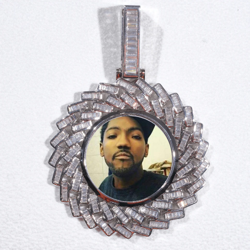 Large 3D Baguette Custom Picture Pendant