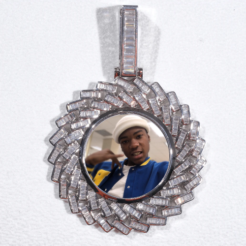 Large 3D Baguette Custom Picture Pendant