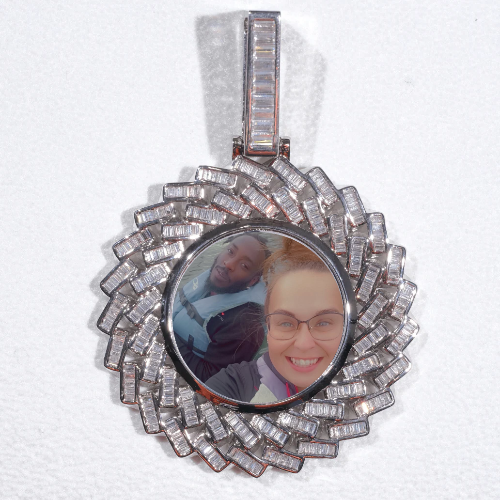 Large 3D Baguette Custom Picture Pendant