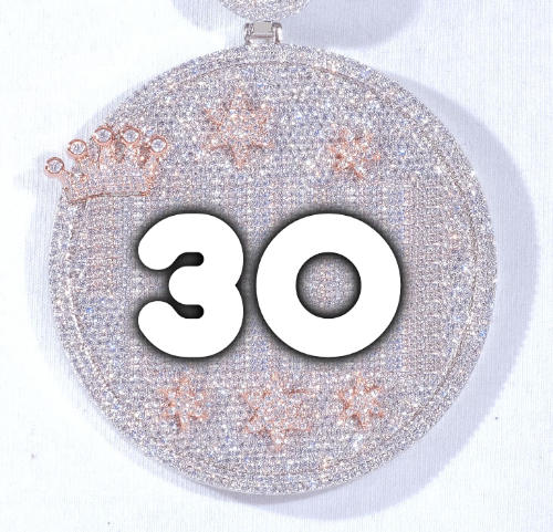 CUSTOM LETTER NECKLACE 3D BIG CROWN DISC