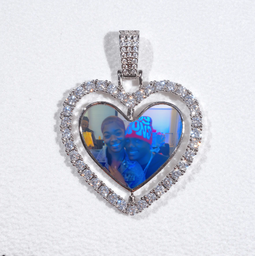 3D Spinning 2-Faced Heart Custom Picture Pendant