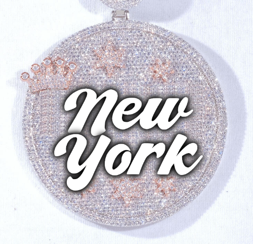 CUSTOM LETTER NECKLACE 3D BIG CROWN DISC