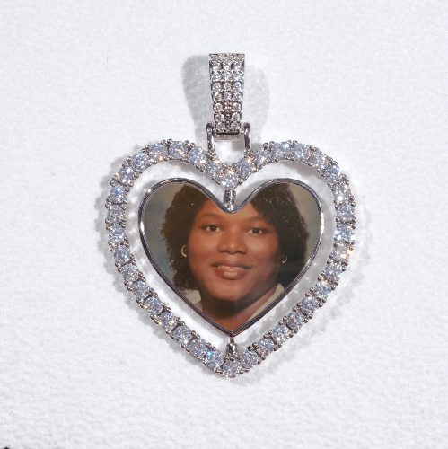 3D Spinning 2-Faced Heart Custom Picture Pendant