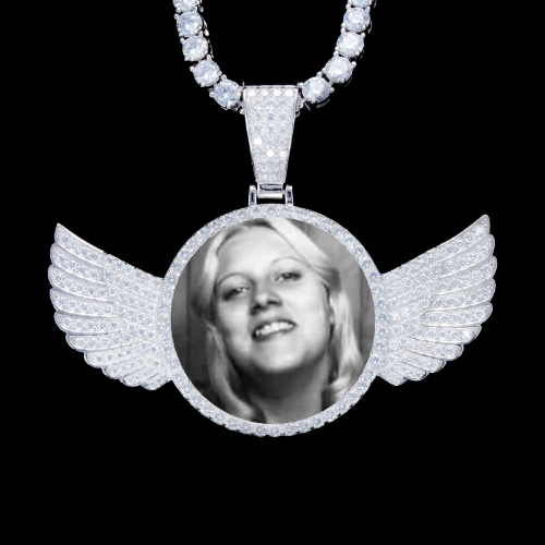 925S & VVS Moissanite 3D Wing Custom Picture Pendant