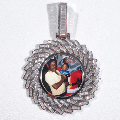 Large 3D Baguette Custom Picture Pendant