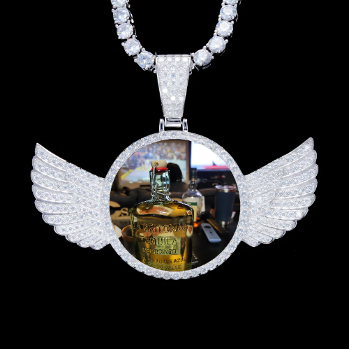 925S & VVS Moissanite 3D Wing Custom Picture Pendant