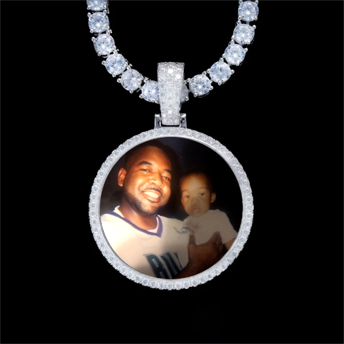 925S & VVS Moissanite 3D Circle Custom Picture Pendant