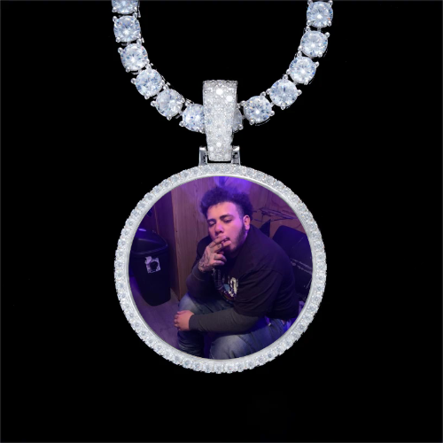 925S & VVS Moissanite 3D Circle Custom Picture Pendant