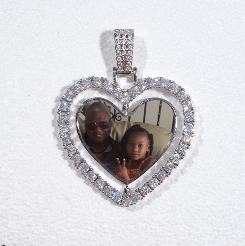 3D Spinning 2-Faced Heart Custom Picture Pendant