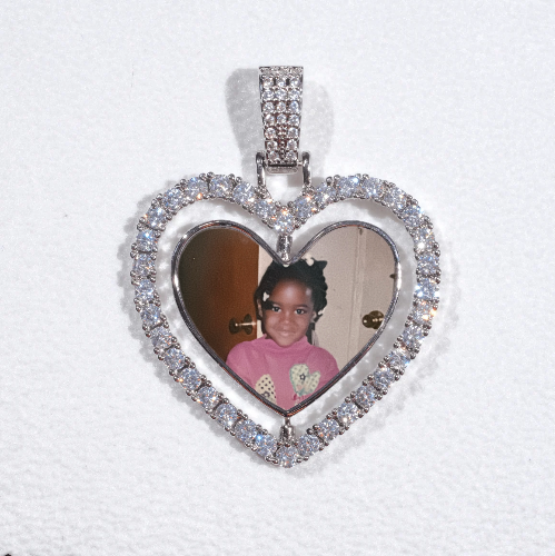 3D Spinning 2-Faced Heart Custom Picture Pendant