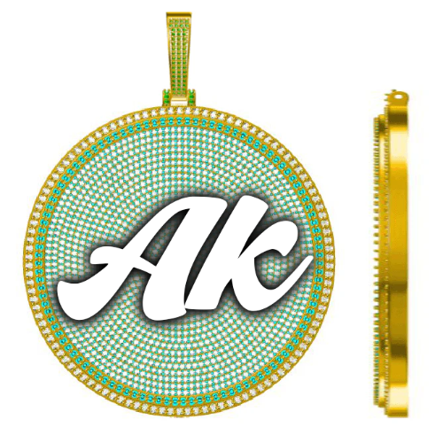 CUSTOM LETTER NECKLACE 3D BIG DISC