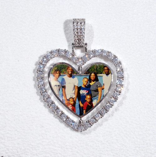 3D Spinning 2-Faced Heart Custom Picture Pendant