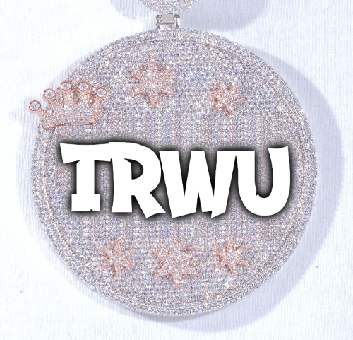CUSTOM LETTER NECKLACE 3D BIG CROWN DISC