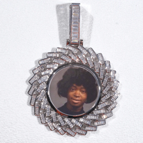Large 3D Baguette Custom Picture Pendant