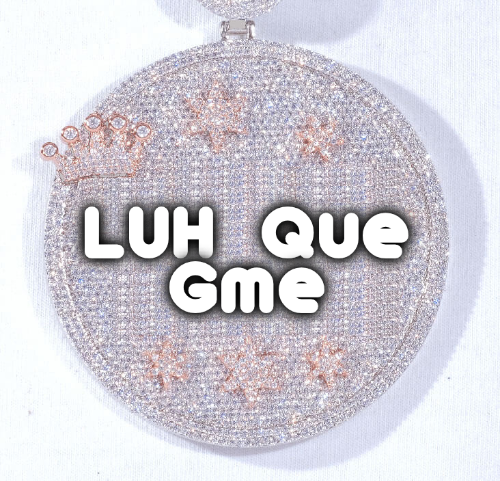 CUSTOM LETTER NECKLACE 3D BIG CROWN DISC
